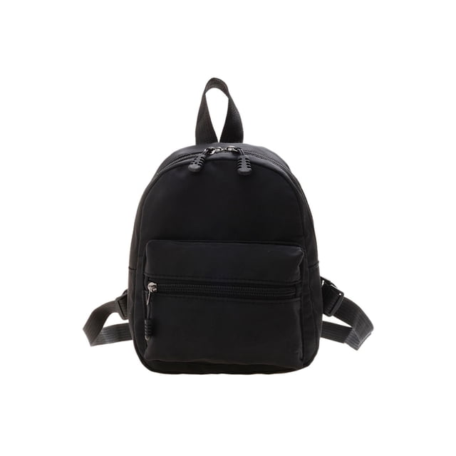 Mochila Color Sólido para Mujer Preppy Mini Mochila Nylon Escolar (Negro)