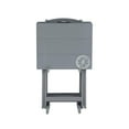 thumbnail image 4 of Linon Lorie 5 Piece Tray Table Set Planked Top with Compass Design in Gray Wood, 4 of 14