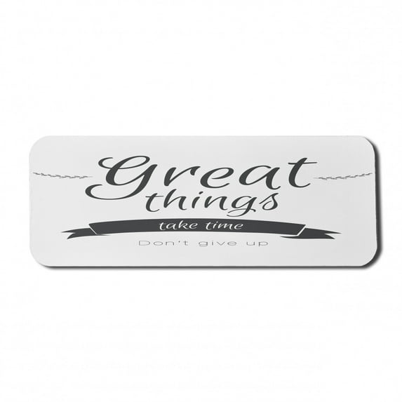 Saying Computer Mouse Pad, Modern Inspirational Lettering Thing Take Time Don't Give up Lifestyle, Rectangle Non-Slip Rubber Mousepad Large, 31" x 12" Gaming Size, Black White, by Ambesonne