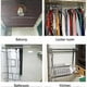 thumbnail image 4 of 4 Pcs Stainless Steel Rod Support For Curtain Rod Holders For Wardrobe Pillar Wall Rail Clothes Support For Wardrobe Closet (black), 4 of 5