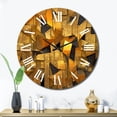 thumbnail image 1 of Designart "Fractal Tide in Gold and Black VI" Geometric Oversized Wall Clock, 1 of 6