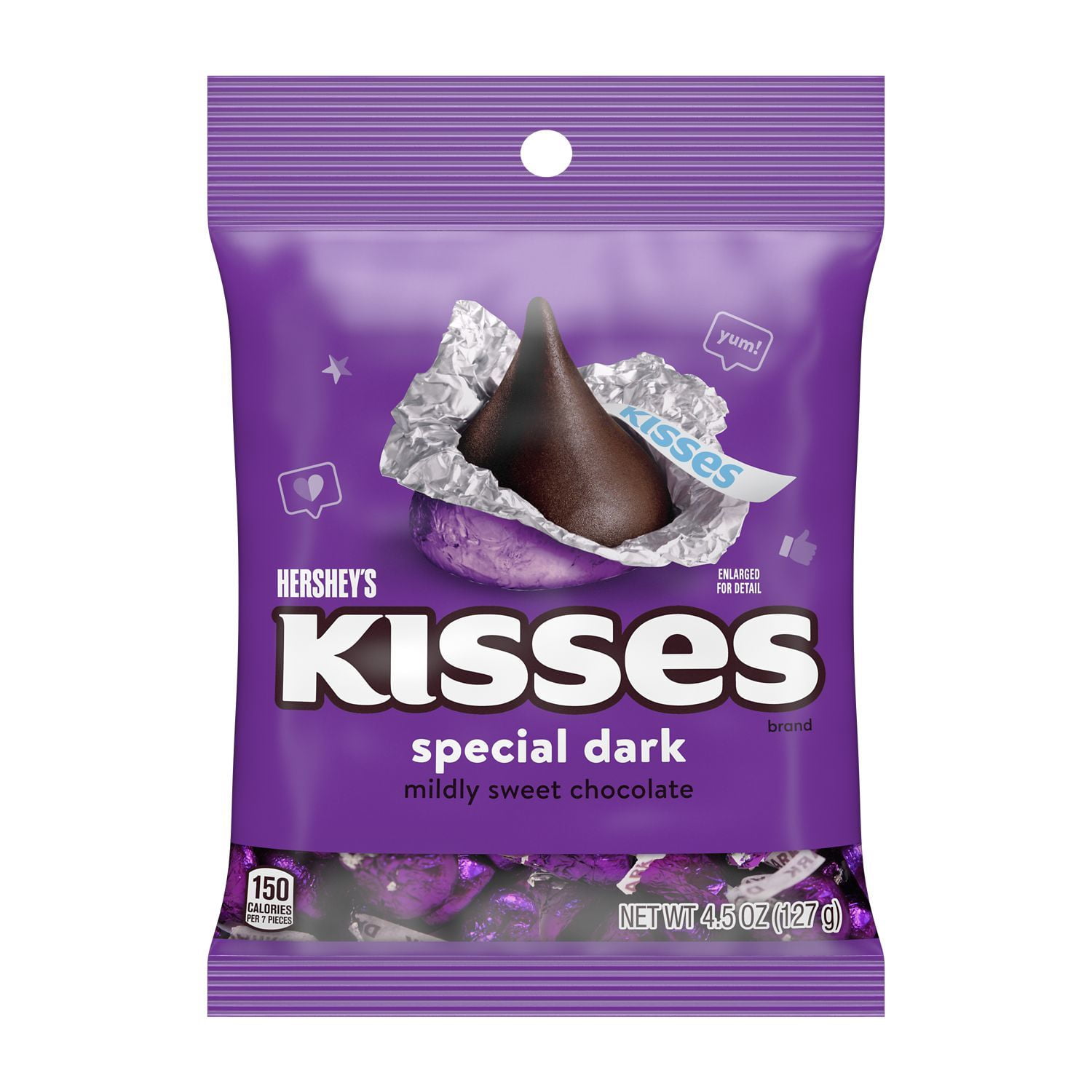 Hershey's Kisses Special Dark Mildly Sweet Chocolate Candy, Individually Wrapped, 4.5 oz Bag