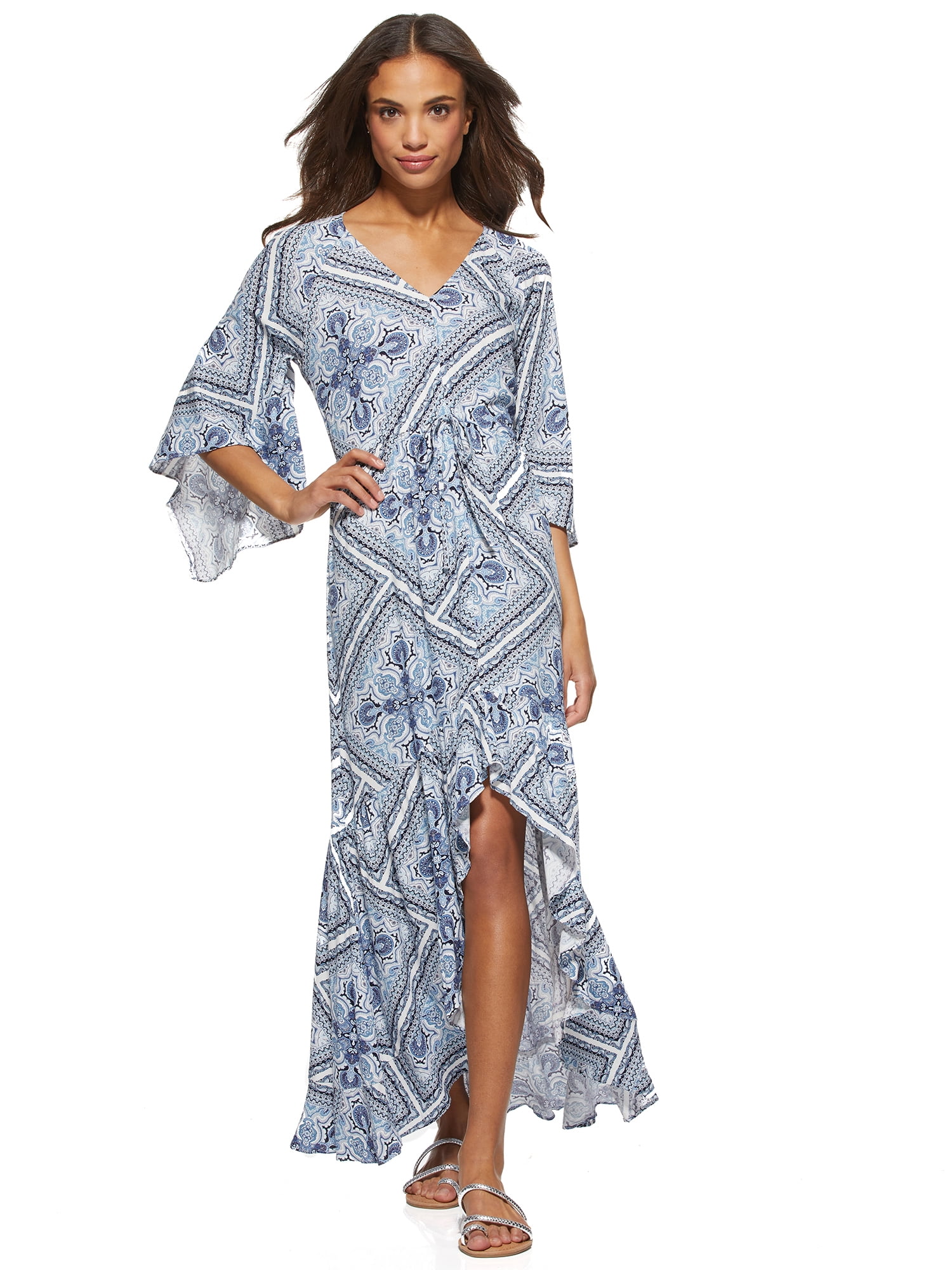 low v neck maxi dress