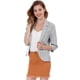 thumbnail image 2 of Blazer De Solapa Con Muescas Y Mangas 3/4 A Rayas Para Mujer gris M, 2 of 6