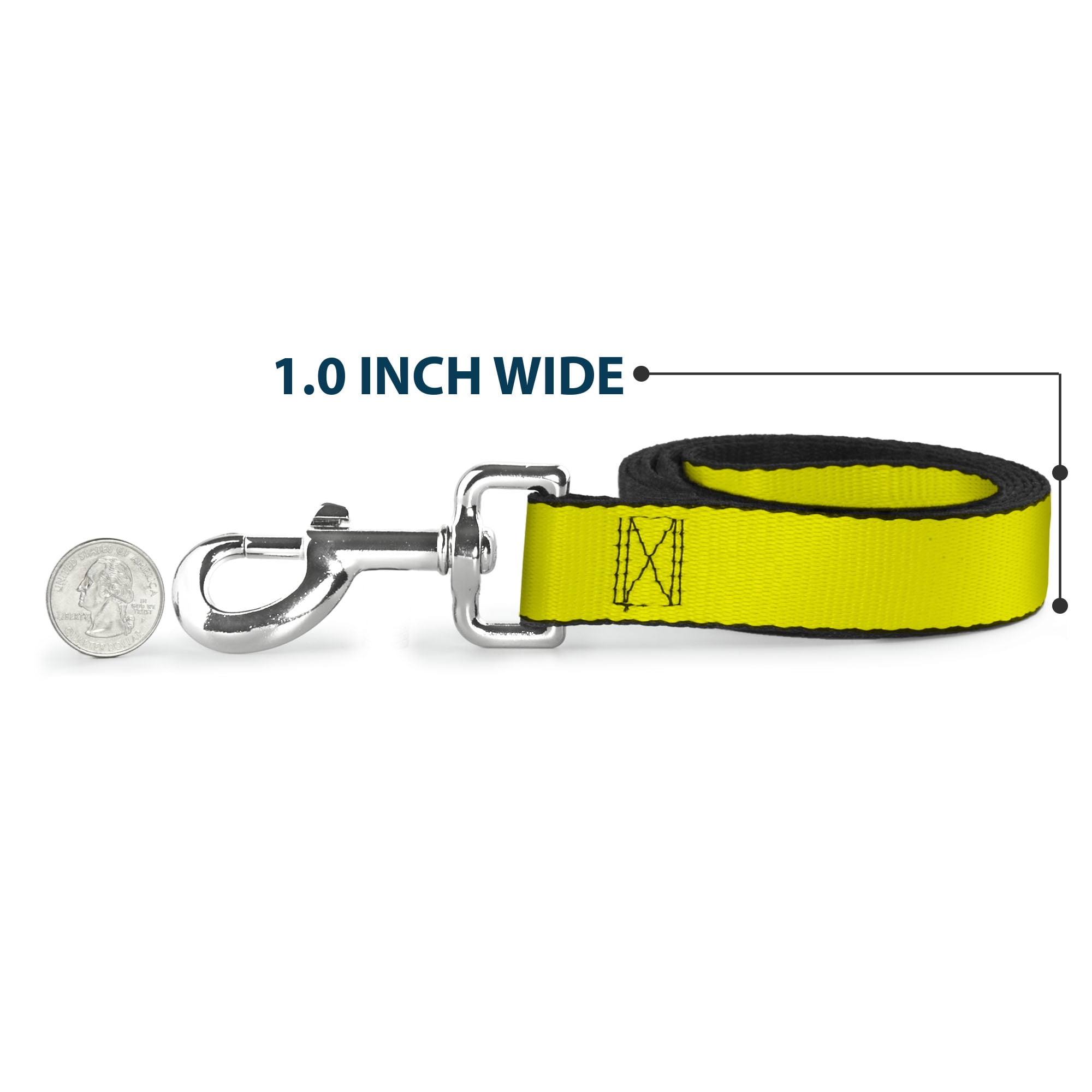 Buckle-Down Pet Leash, Dog Leash, Neon Yellow, 6 Feet Long 1.0 Inch Wide