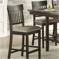 thumbnail image 3 of JERFIT Counter Height Dining Chairs Set of 2, Dark Brown Wood Slat-Back Design with Padded Fabric Seat for Kitchen Island and Breakfast Bar, 3 of 7