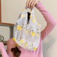 thumbnail image 2 of Pkhoxwe Embroidery Flower Handbag Transparent Mesh Shopping Bag Beach Mesh Tote Bag for Women Travel Shopping Daily Use, 2 of 7