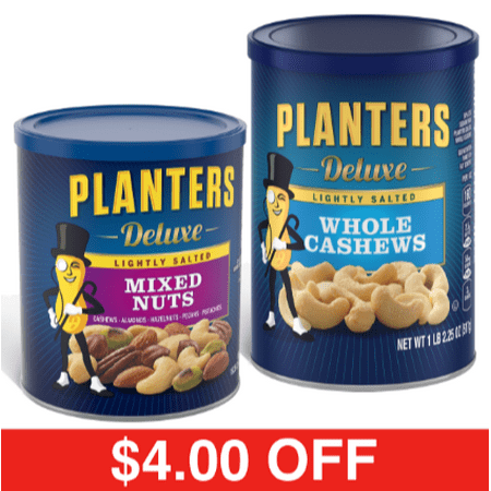 Whole Cashews - Planters Lightly Salted Deluxe Whole Cashews + Mixed Nuts