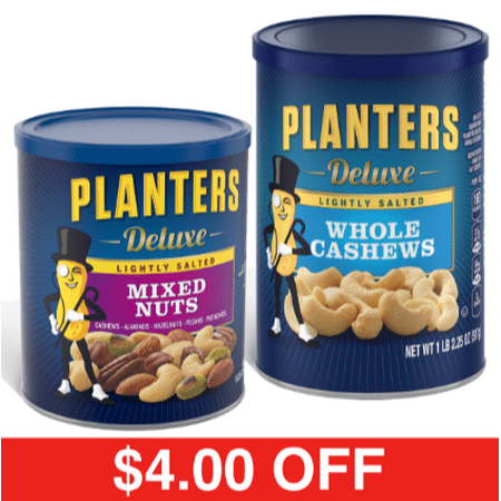 Planters Lightly Salted Deluxe Whole Cashews + Mixed