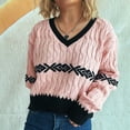 thumbnail image 6 of absuyy Cable Knit Sweaters for Women Vintage Fall Winter Sweaters V-Neck Warm Long Sleeve Tops, 6 of 7