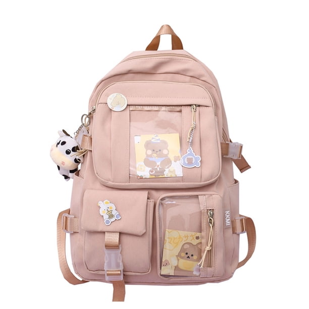Sywqhk Damen-Rucksack Im Adretten Stil, Patchwork, Durchsichtig, Studenten, Großer Rucksack (Rosa) Sywqhk Para estrenar