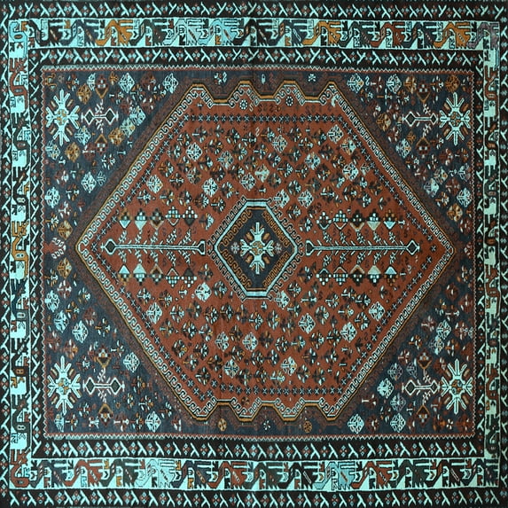 Ahgly Company Indoor Square Persian Light Blue Traditional Area Rugs, 8' Square