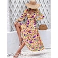 thumbnail image 6 of Womens Casual Boho Deep V Neck Long Sleeve Long Dress Yellow L, 6 of 8