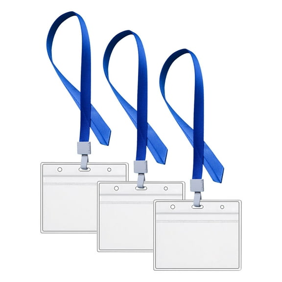 Lanyards with Id Holder Name Badges, Lanyards for Id Badges, Waterproof Name Tag Badge Holders with Neck Blue Lanyard Clip, 3 Pack, 4.53x3.94"