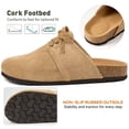 thumbnail image 4 of Ecetana Women's Suede Clogs & Mules Cork Footbed Slip On Leather Mules Indoor Outdoor Sandals, 4 of 6