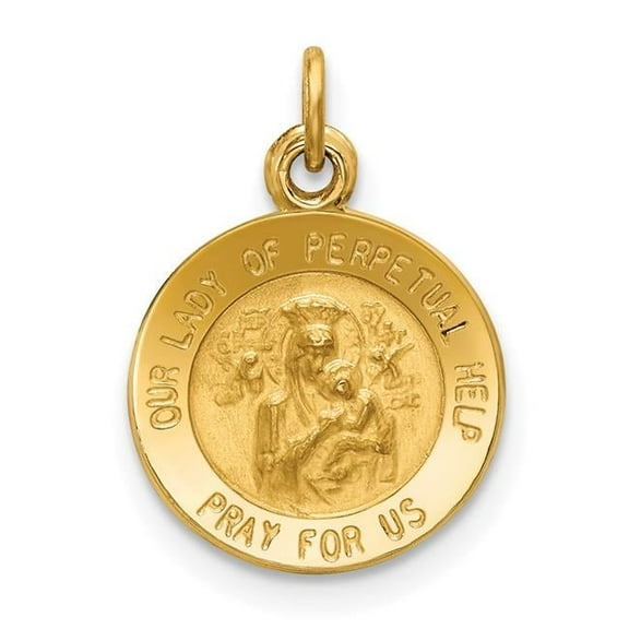 Finest Gold 14K Yellow Gold Our Lady of Perpetual Help Medal Charm