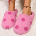 thumbnail image 6 of Domuza Women's Polka Dot Fluffy Closed Toe Slide Slippers Soft Fuzzy Indoor House Slippers Warm Cozy Loungewear Slides for Fall Winter Red 8（EU-40）, 6 of 9