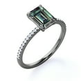thumbnail image 4 of JeenMata Solitaire 1.25 Carat Emerald Cut Lab Created Alexandrite and Moissanite Semi Eternity Pave Engagement Ring - 18k Black Gold over Silver, 4 of 4