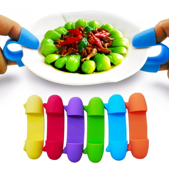 Ludlz Silicone Pot Holders, Silicone Pot Holders, Oven Mini Mitts, Cooking Pinch Grips for Kitchen 1 Pair Mini Silicone Heat Insulated Finger Clip Bowl Dish Plate Clamp Holder