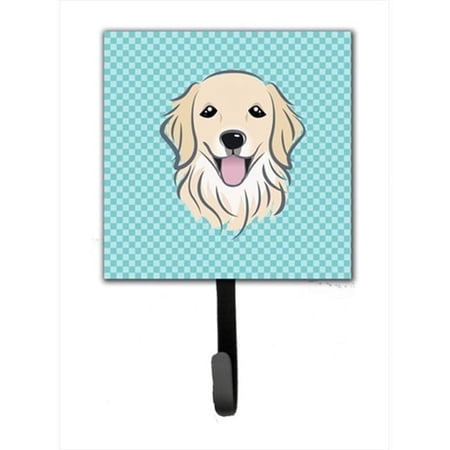 Carolines Treasures Checkerboard Blue Golden Retriever Leash or Key Holder 7Hx4.25W multicolor
