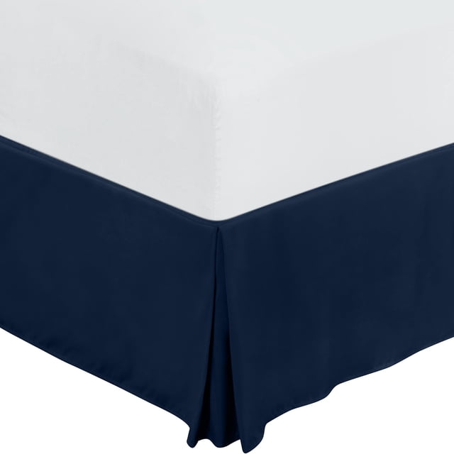 Falda de cama Utopia Bedding Queen Soft, cuádruple plisada, azul marino