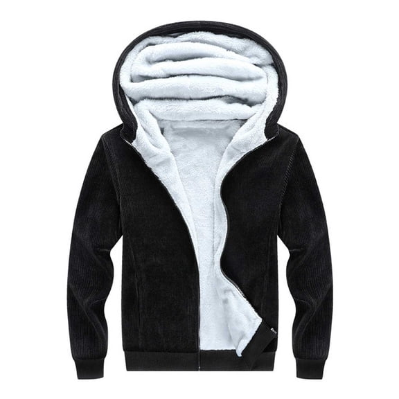 guisaled Mens Zip Up Hoodies Winter Warm Fuzzy Fleece Lined Hooded Jackets Outdoor Windproof Sherpa Jacket wiht Pockets