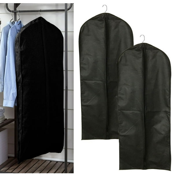 2 Pc Zippered Garment Bag 50"L Storage Travel Hang Suit Holder Dress