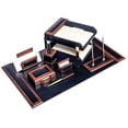 thumbnail image 4 of Dacasso Walnut And Black Leather Desk Set 10-Piece 34"" X 20"", 4 of 5