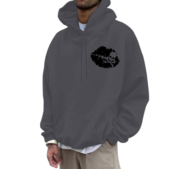 NLLSHGJ Chandails à Col Rond pour Hommes Graphiques Chandail à Capuche Imprimé pour Hommes Imprimé Os et Lèvres Chandail à Capuche Athleisure Hauts Chandails à Col Rond pour Hommes Graphiques Chandails à Manches Courtes pour Hommes Rouge