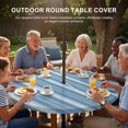 thumbnail image 3 of Round Outdoor Tablecloth with Umbrella Hole and Zipper, Sky Blue Stripes Tablecloth with Elastic Waterproof, Farmhouse Vertical Striped Vintage Patio Table Covers for 45" - 54" Picnic Pool Tables, 3 of 9