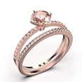 thumbnail image 3 of Dazzling Art deco 1.25 Carat Round Cut Morganite And Diamond Moissanite Engagement Ring, Wedding Ring, One Matching Band in 10k Solid Rose Gold, Gift For Girlfriend, Small Promise Ring, Bridal Set, 3 of 3