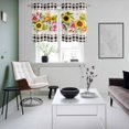 thumbnail image 5 of 2 Panels Kitchen Tier Curtains 39 Inch Length, Spring Floral Grommets Window Treatment Curtain, Sunflower Black White Plaid Pastoral Rustic Thermal Curtains Drapes for Living Room/Bathroom, 5 of 9