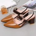 thumbnail image 4 of Anuirheih Womens Heels Sandals, Pointed Closed Toe Thick Mid Heel Casual Sandals Ankle Buckle Strap Women Dress Shoes for Women Outdoor(Brown), 4 of 5
