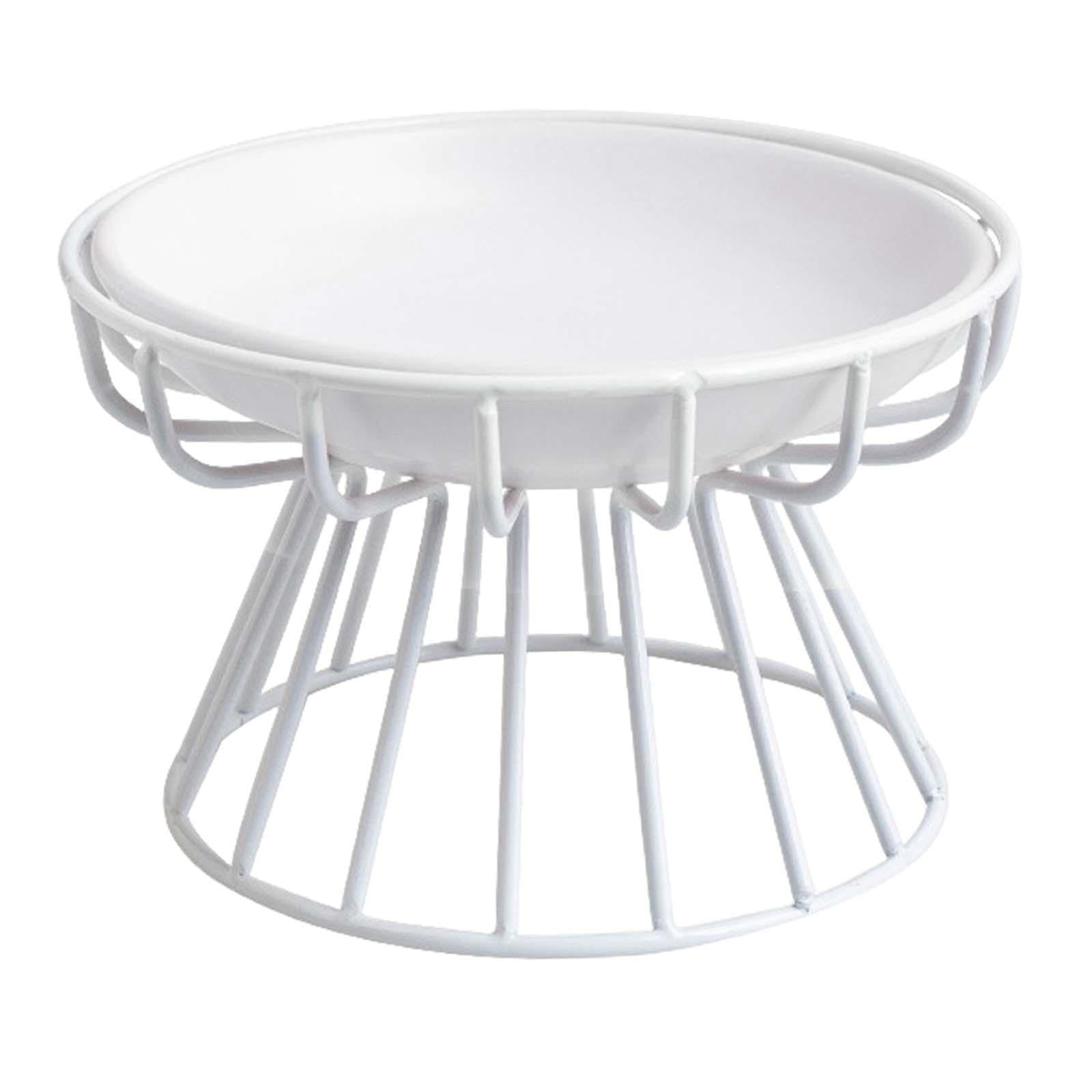 Bvdfgk Elevated Cat Feeder Bowl Ceramic Dish Iron Rack Minimalist Anti Slip Easily Wash Style A