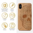 thumbnail image 4 of Case Yard Wooden Case Outside Soft TPU Silicone, Slim Fit Shockproof Wood Protective Phone Cover for Girls Boys Men and Women, Supports Wireless Charging Half Skull Design case for iPhone-XS-Max, 4 of 7