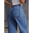 thumbnail image 3 of Pantalones vaqueros rasgados de talle alto y pierna ancha Y2K holgados for novio, pantalones versátiles de mezclilla desgastados, 3 of 7