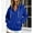 Blue, variant on Women Solid‑Color Hooded Casual Jacket, Quarter‑Button Placket Long Integrated Mitten‑Style Sleeves Warm Outerwear for Winter Daily Lounging Street Casual Outfits Army Green XL