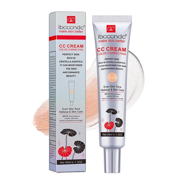 Crema CC correctora de color Base en crema hidratante CC con Centella Asiática Prebase multiusos para premaquillaje Corrector facial hidratante Protector solar Crema CC de total con SPF 25 (02)