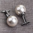 thumbnail image 3 of Trayknick 2Pcs Fashion Unisex Pearl Cufflinks Shirt Sleeve Buttons Clothes Accessory Gift, 3 of 8