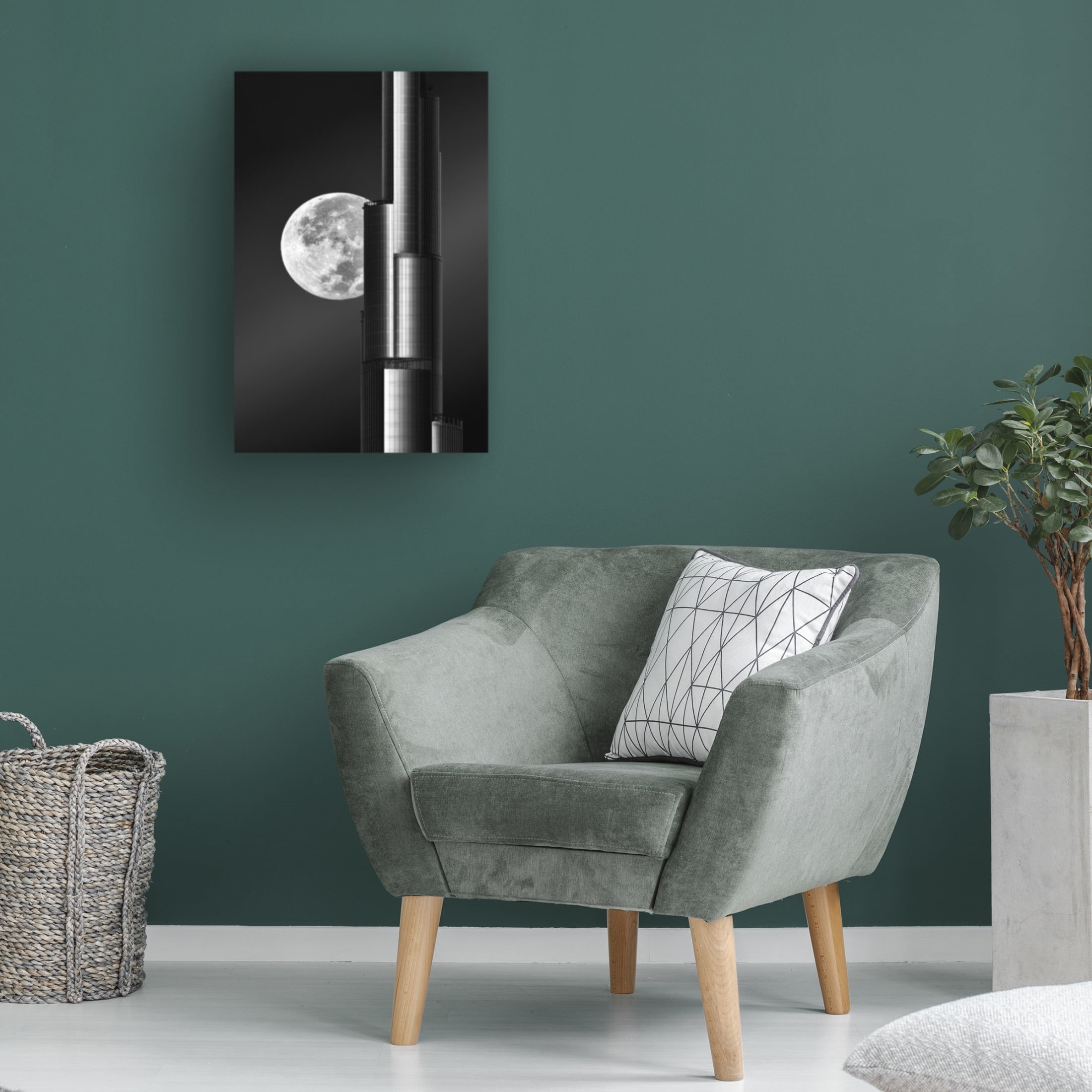 Canvas Wall Art - Zohaib Anjum 'Super Moon Burjkhalifa' Wall Art for Living Room, Bedroom, or Office Décor by Trademark Fine Art - 16 x 24 Inches