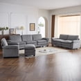 thumbnail image 6 of Ktaxon 120" W Sectional Convertible Sofa L Shaped Modular Couch with Chaise Corduroy Sleeper Set with 3 Oversized Seats Gray, 6 of 7
