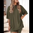 thumbnail image 4 of Conjunto de Dos Piezas para Mujer, Verano 2025, Informal, de Talla Grande, con Pantalones Cortos de Motociclista, Verde , Talla XL, 4 of 8