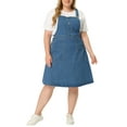 thumbnail image 2 of Agnes Orinda Women's Plus Size Overall Dresses Button Up Adjustable Strap Denim Midi Dress, 2 of 6