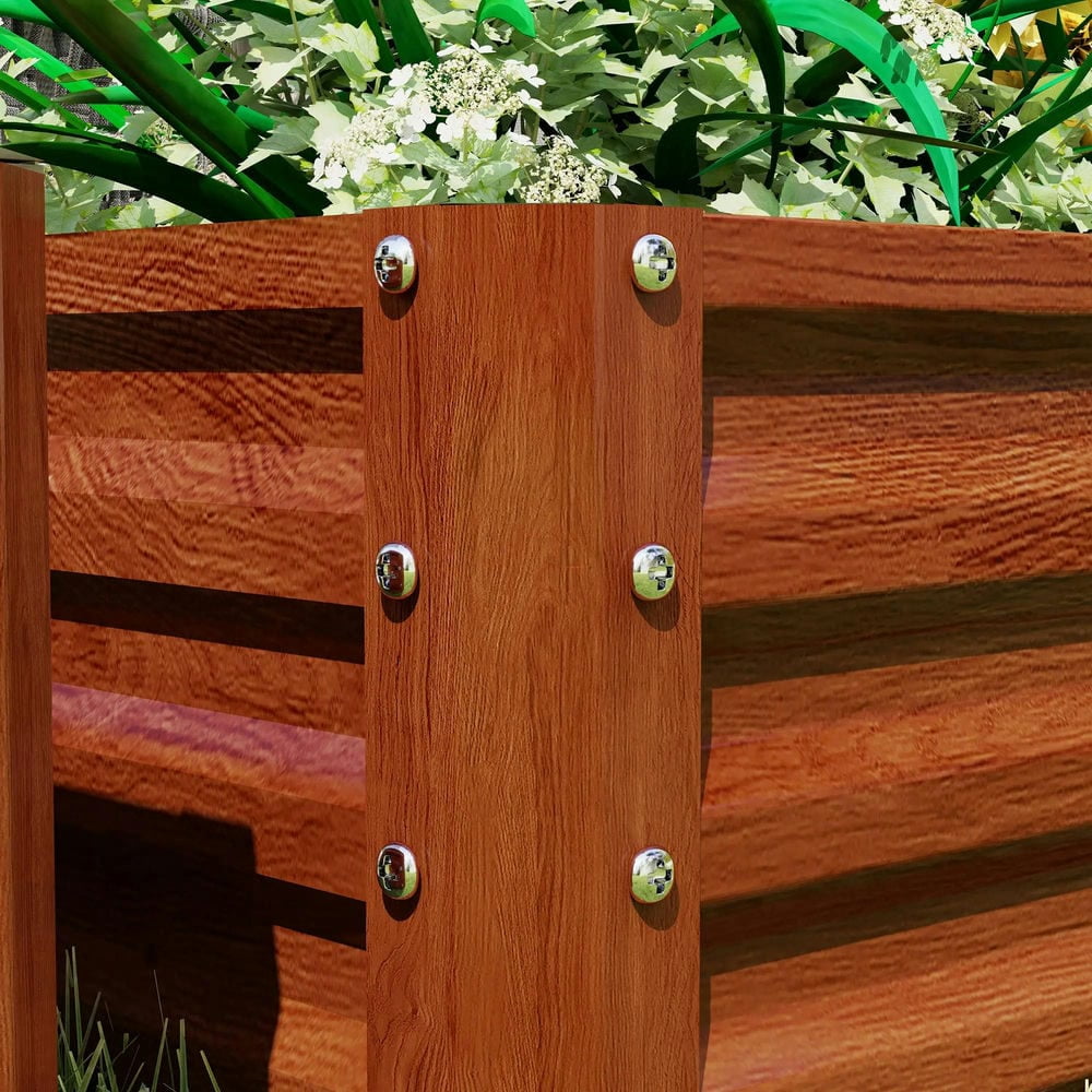 Spaco Galvanized Raised Garden Bed, 4' x 2' x 1' Metal Planter Box for Outdoor Growing Vegetables, Flowers, Herbs, Succulents, Brown