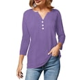thumbnail image 3 of JFGHDG 3/4 length sleeve womens tops button down shirts for women Gauze Tees Casual Clothes Tunic Tops half sleeve tops for women Blouses Led Top T Shirt Tops 2025 Spring Tunic Top Hot Pink 2XL, 3 of 9