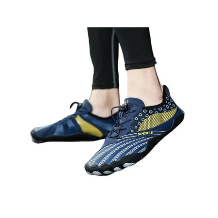 

Gomelly Womens Mens Beach Shoe Barefoot Water Shoes Slip On Aqua Socks Lightweight Flats Surf Riding Swim Sneakers Dark Blue 9