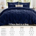 thumbnail image 3 of Sasttie Queen Size Comforter Set, 7-Piece Bed in a Bag, Pintuck Bedding Sets for All Season, Navy, 3 of 8