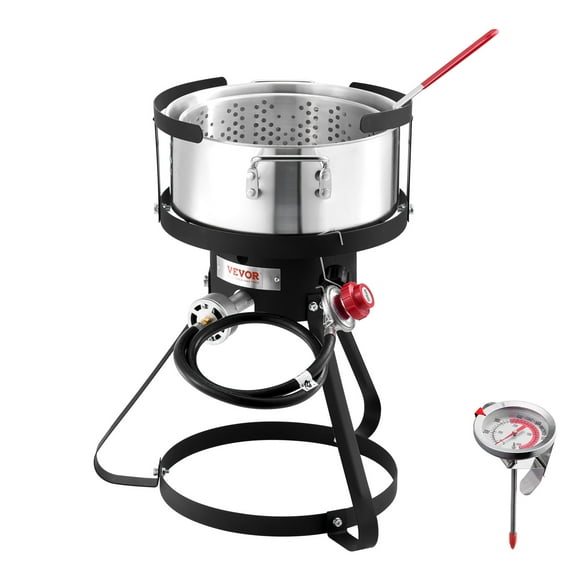 VEVOR 10 Qt Fish and Wing Fryer Aluminum Outdoor Propane Deep Fryer Kit with Basket