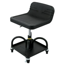 Rolling Garage Stool, 300LBS Capacity, Adjustable Height from 15.7 in to 20.5 in, Mechanic Seat with 360-degree Swivel Wheels and Tool Tray, for Workshop, Auto Repair Shop, Black Default