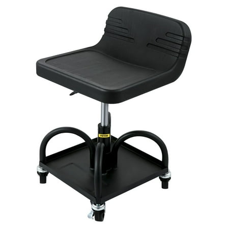 Rolling Garage Stool, 300LBS Capacity, Adjustable Height from 15.7 in to 20.5 in, Mechanic Seat with 360-degree Swivel Wheels and Tool Tray, for Workshop, Auto Repair Shop, Black Default